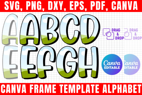 Alphabet Canva Frame Template: Graphics for Print Templates