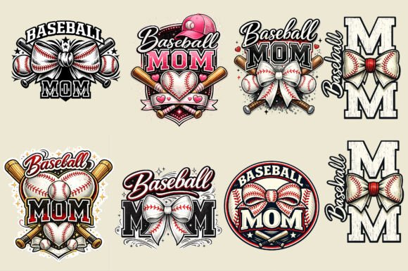 Baseball Mom Bow PNG: Graphics & Illustrations