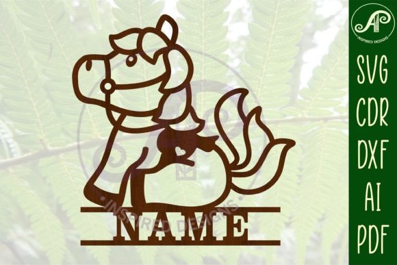 Cute Horse Name Sign SVG for Laser Cutting Signs
