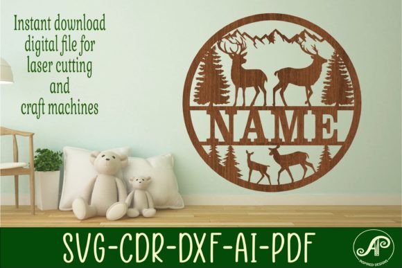 Deer Name Sign SVG for Wall Decor & Laser Cutting