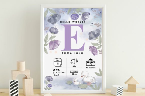Editable Baby Birth Stats Template: Graphics & Print Templates