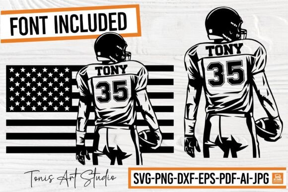 Football Player SVG & Flag Graphics for Crafts