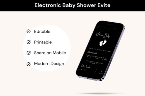 Modern Electronic Baby Shower Invite: Graphics & Print Templates