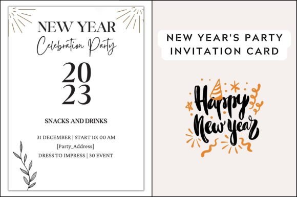 New Year Party Invite for Friends Graphics & Templates