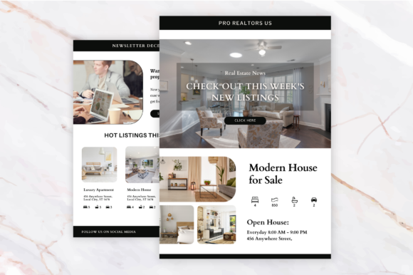 Real Estate Email Newsletter Graphics & Print Templates