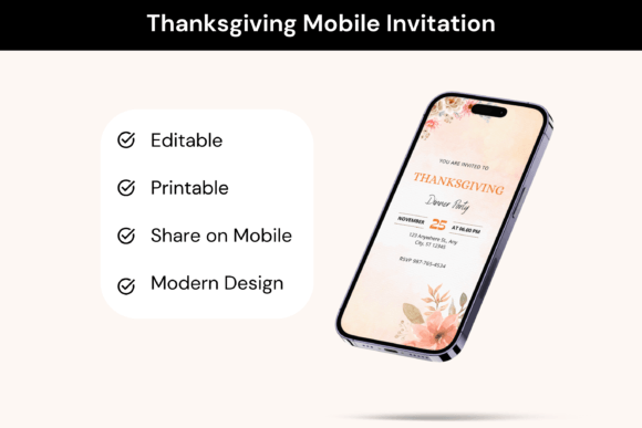 Thanksgiving Mobile Invitation: Graphics & Print Templates