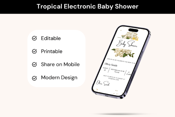 Tropical Baby Shower Evite: Graphics & Print Templates