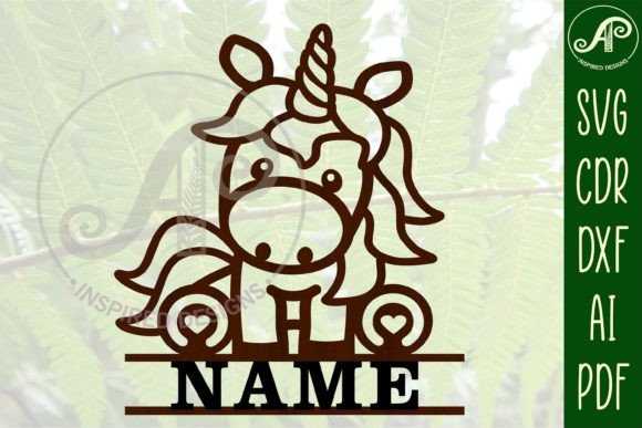 Unicorn Name Sign SVG for Laser Cutting Signs